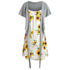 Knotted Top and Sunflower Overlap Dress Set