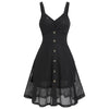 Fishnet Buttoned A Line Dress