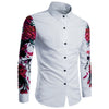 Flowers Print Long Sleeves Turn Down Collar Shirt