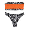 Bikini Leopard Print Tube Top Contrast Color for Women