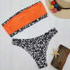 Bikini Leopard Print Tube Top Contrast Color for Women