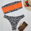 Bikini Leopard Print Tube Top Contrast Color for Women