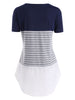Contrast Stripes High Low Plus Size Tee