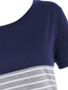 Contrast Stripes High Low Plus Size Tee