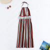 Sexy Halter Striped Backless Dress Lace-up Cut Out High Waist