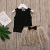 1235 Girls Cotton Knit Vest Leopard Mesh Gauze Bow Skirt