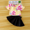 1223 Girls Stretch Printed Top Fold Princess Skirt Set
