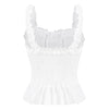 Flounced Lace Up Tank Top