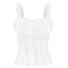 Flounced Lace Up Tank Top