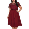 Solid Color Lace Short Sleeve Dress