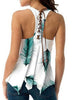 U Neck Feather Print Lace Up Tank Top for Women