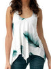 U Neck Feather Print Lace Up Tank Top for Women