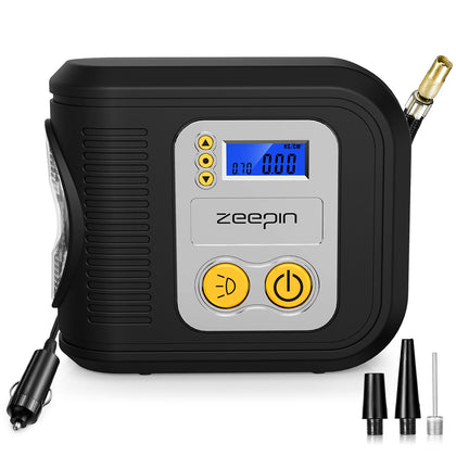 ZEEPIN JJ - 981 DC 12V Auto Air Compressor Pump 150 psi Inflator with Tyre Pressure Gauge / 3 Nozzles / LED Light