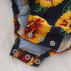 1267 Girls Cotton Sunflower Flower Print Tassel Romper Jumpsuit