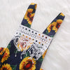 1267 Girls Cotton Sunflower Flower Print Tassel Romper Jumpsuit