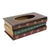 Creative Retro Wooden Book Shape Tissue Box Paper Holder Storage Case