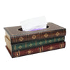 Creative Retro Wooden Book Shape Tissue Box Paper Holder Storage Case