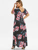 Floral Slit Seam Pockets Maxi Plus Size Dress