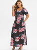 Floral Slit Seam Pockets Maxi Plus Size Dress
