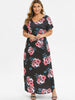 Floral Slit Seam Pockets Maxi Plus Size Dress