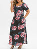 Floral Slit Seam Pockets Maxi Plus Size Dress