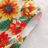 1282 Girls Cotton Sunflower Printed Lace Vest + Solid Color Loose Shorts