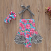 26 Girls Large Rose Flower Print Romper