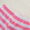 1163 Girls Cotton Cartoon Letter Striped Vest Pants