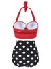 Dotted Ruched Halter Bikini Set