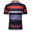 Men Shirt Color Blocking Striped Turn-down Collar Top 
