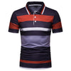 Men Shirt Color Blocking Striped Turn-down Collar Top 