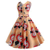 V Neck Pattern Printed Women Dress V Back Sleeveless Big Hem