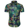 Turn-down Collar Pineapple Plant Print Short Sleeves Men Shirt