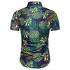 Turn-down Collar Pineapple Plant Print Short Sleeves Men Shirt
