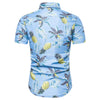 Turn-down Collar Pineapple Printed Short Sleeves Men Shirt