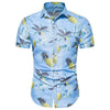 Turn-down Collar Pineapple Printed Short Sleeves Men Shirt
