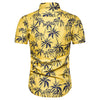Turn-down Collar Coconut Tree Print Men Shirt