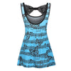 Music Note Butterfly Print Bowknot Lace Tank Top