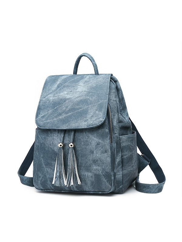 Tassel Design Solid Backpack Set