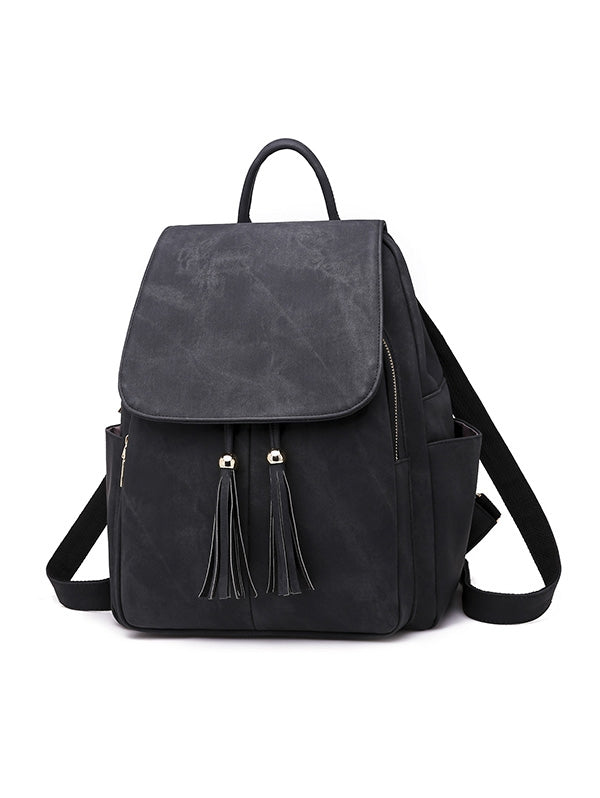 Tassel Design Solid Backpack Set