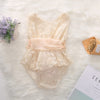 1289 Girls Cotton Belt Bow Lace Romper