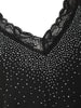 Plus Size Lace Panel Rhinestone Spaghetti Strap Tank Top