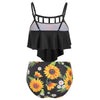 Cut Out Sunflower Overlay Tankini Set