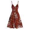 Lace Up Spaghetti Strap Printed Dress