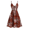 Lace Up Spaghetti Strap Printed Dress