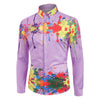 Colorful Splatter Paint Pattern Turndown Collar Long Sleeve Shirt