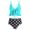 Ruffle Polka Dot High Waisted Tankini Set
