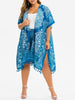 Printed Open Front Slit Tassels Plus Size Blouse