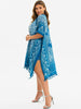 Printed Open Front Slit Tassels Plus Size Blouse
