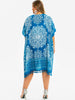 Printed Open Front Slit Tassels Plus Size Blouse